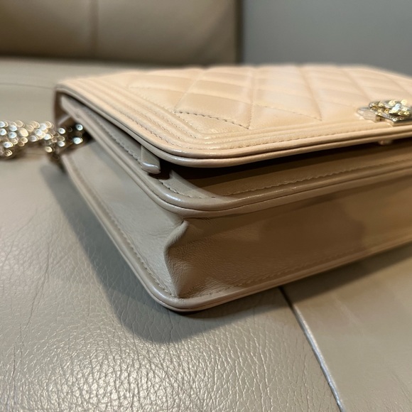Sold x FULL SET🔸Chanel Le Boy wallet on chain beige - Picture 9 of 17